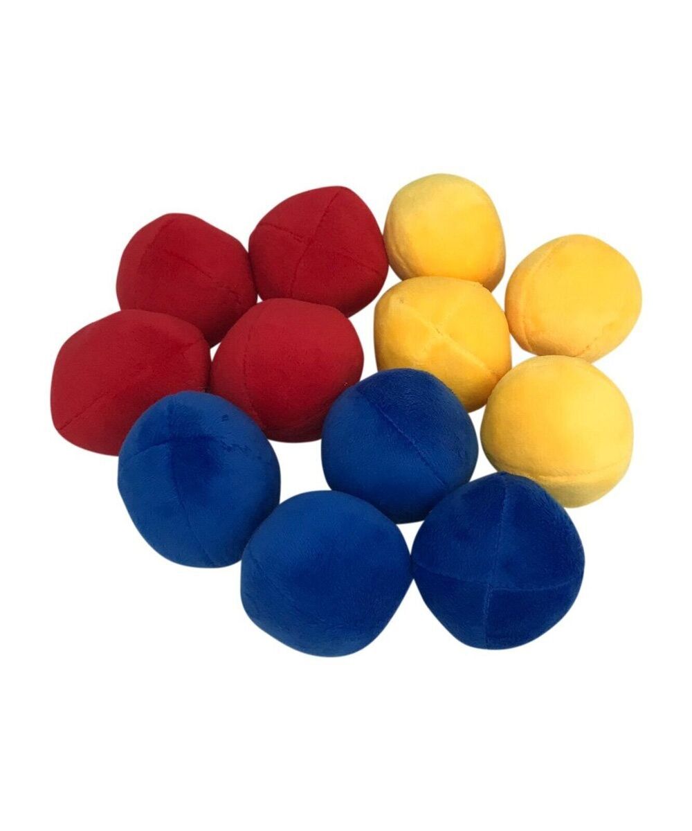 12 Pack Plush Squeaky Balls for Small Dogs or Cats - Red, Yellow, Blue
